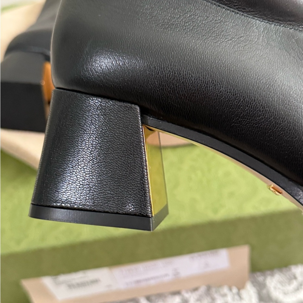 Gucci QUENTIN/NAPPA STRETCH Black Leather Ankle Boots - Picture 8 of 12
